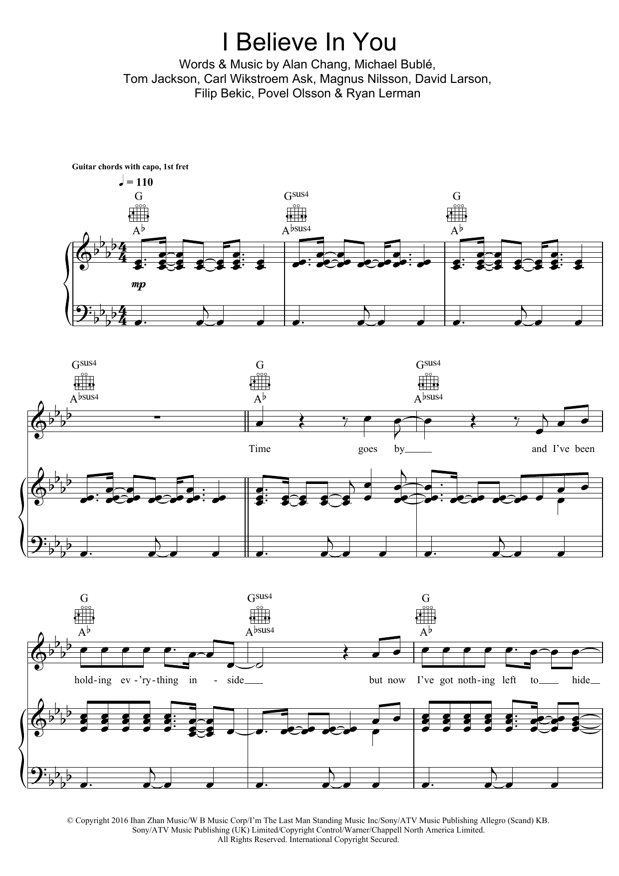 Michael Bublé I Believe In You Sheet Music Notes & Chords for Piano, Vocal & Guitar (Right-Hand Melody) - Download or Print PDF