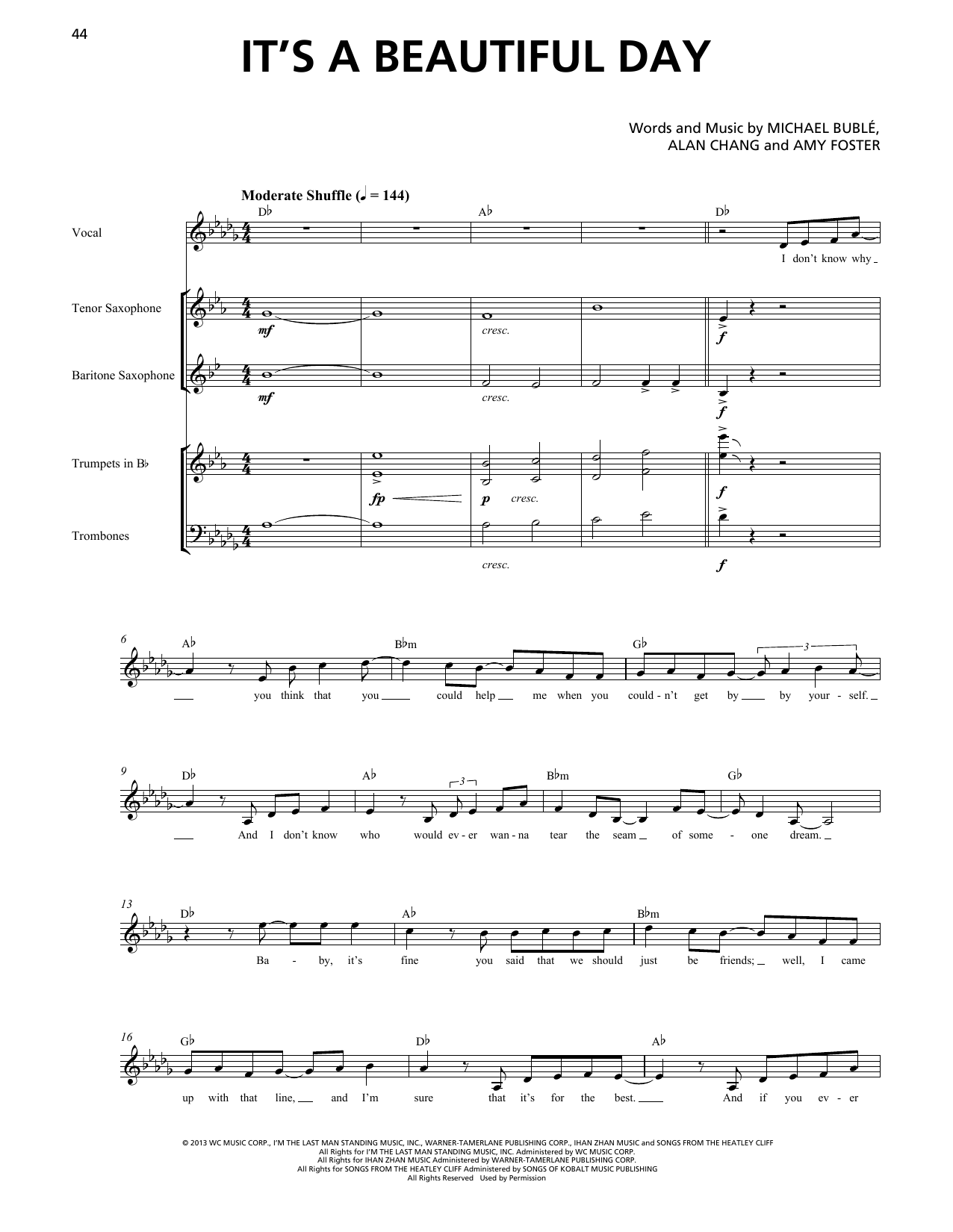 Michael Bublé It's A Beautiful Day (Horn Section) Sheet Music Notes & Chords for Transcribed Score - Download or Print PDF