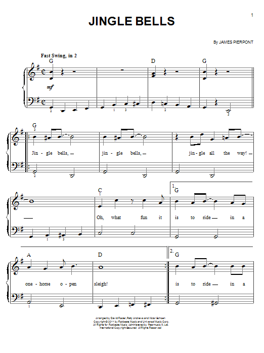 Michael Buble Jingle Bells (feat. the Puppini Sisters) Sheet Music Notes & Chords for Easy Piano - Download or Print PDF