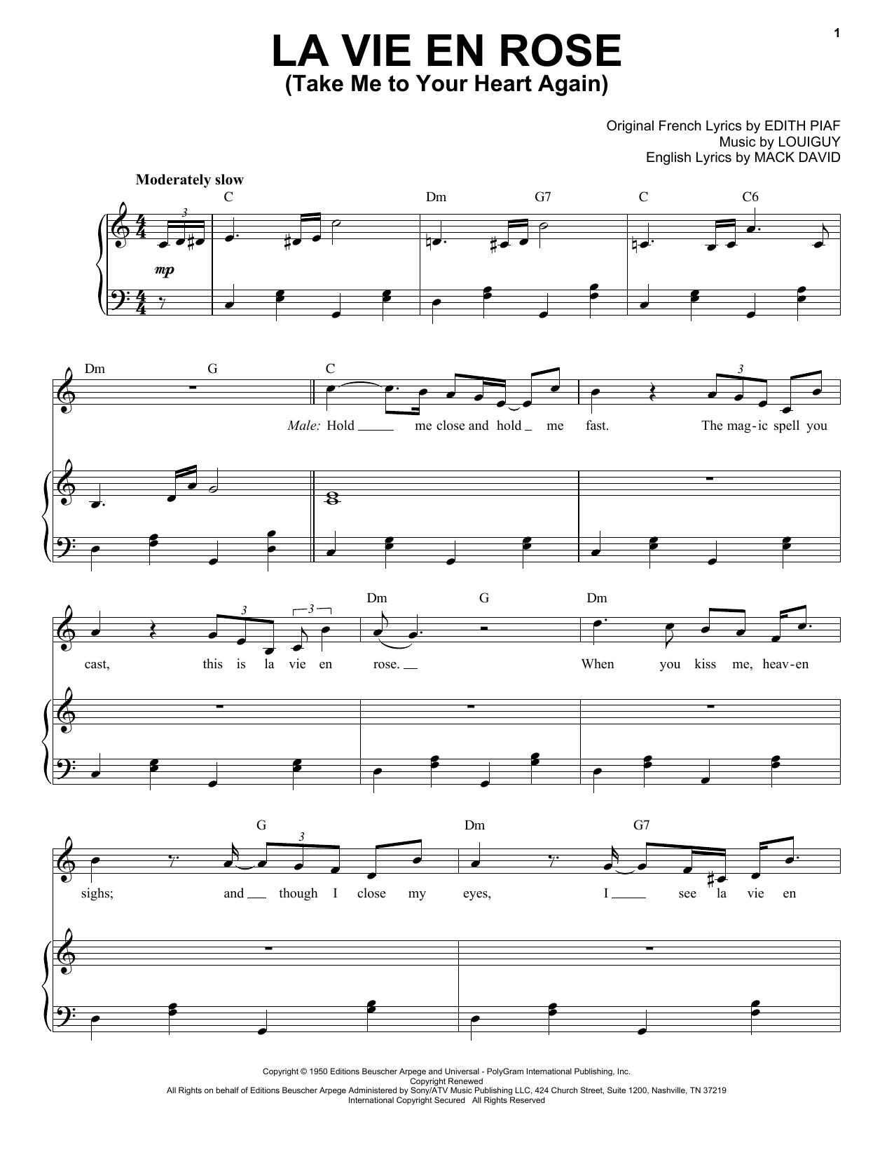 Michael Bublé La vie en rose (feat. Cécile McLorin Salvant) Sheet Music Notes & Chords for Piano & Vocal - Download or Print PDF