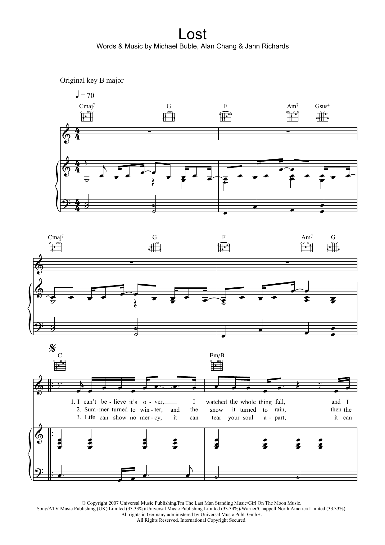 Michael Bublé Lost Sheet Music Notes & Chords for Violin - Download or Print PDF