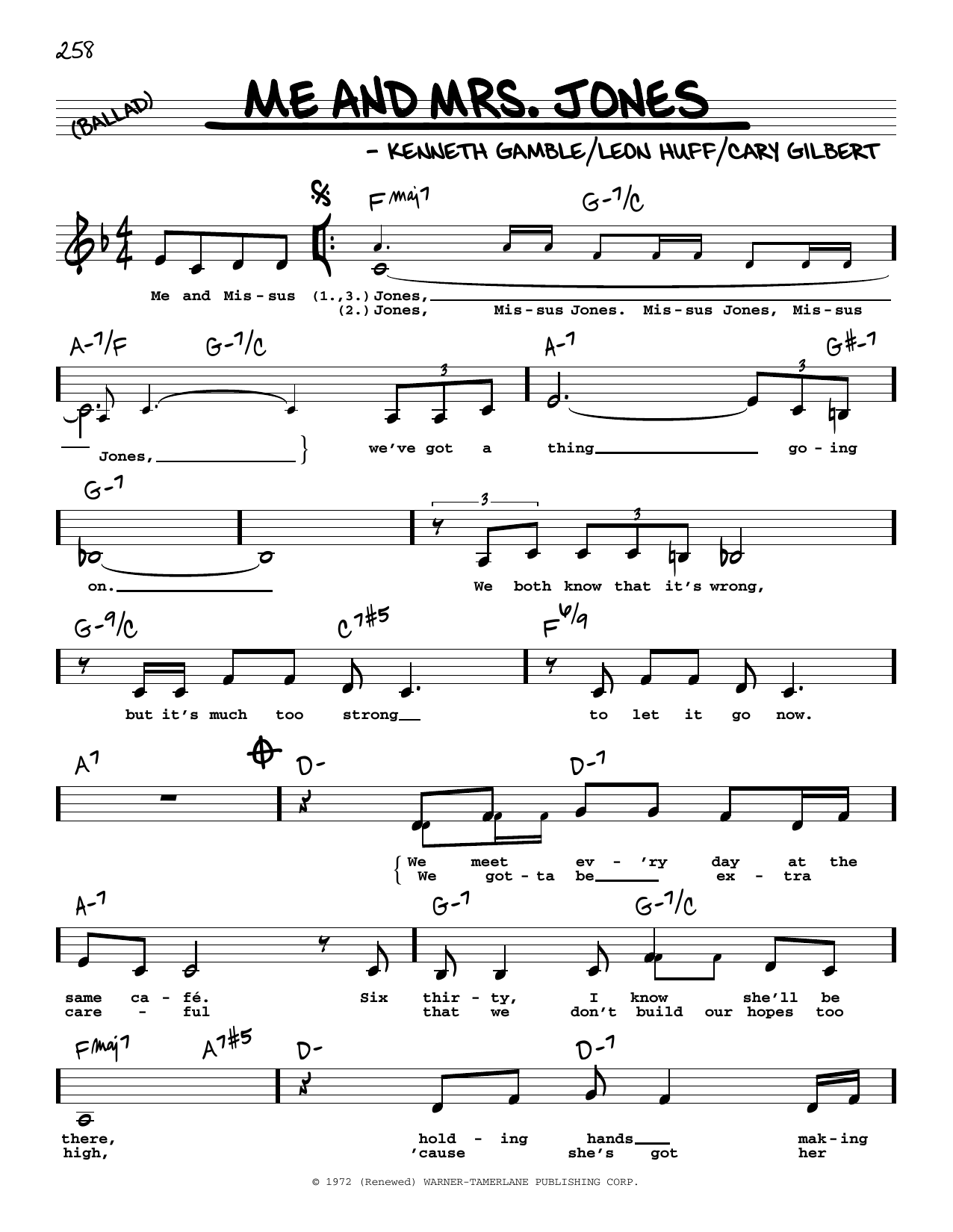 Michael Buble Me And Mrs. Jones (Low Voice) Sheet Music Notes & Chords for Real Book – Melody, Lyrics & Chords - Download or Print PDF