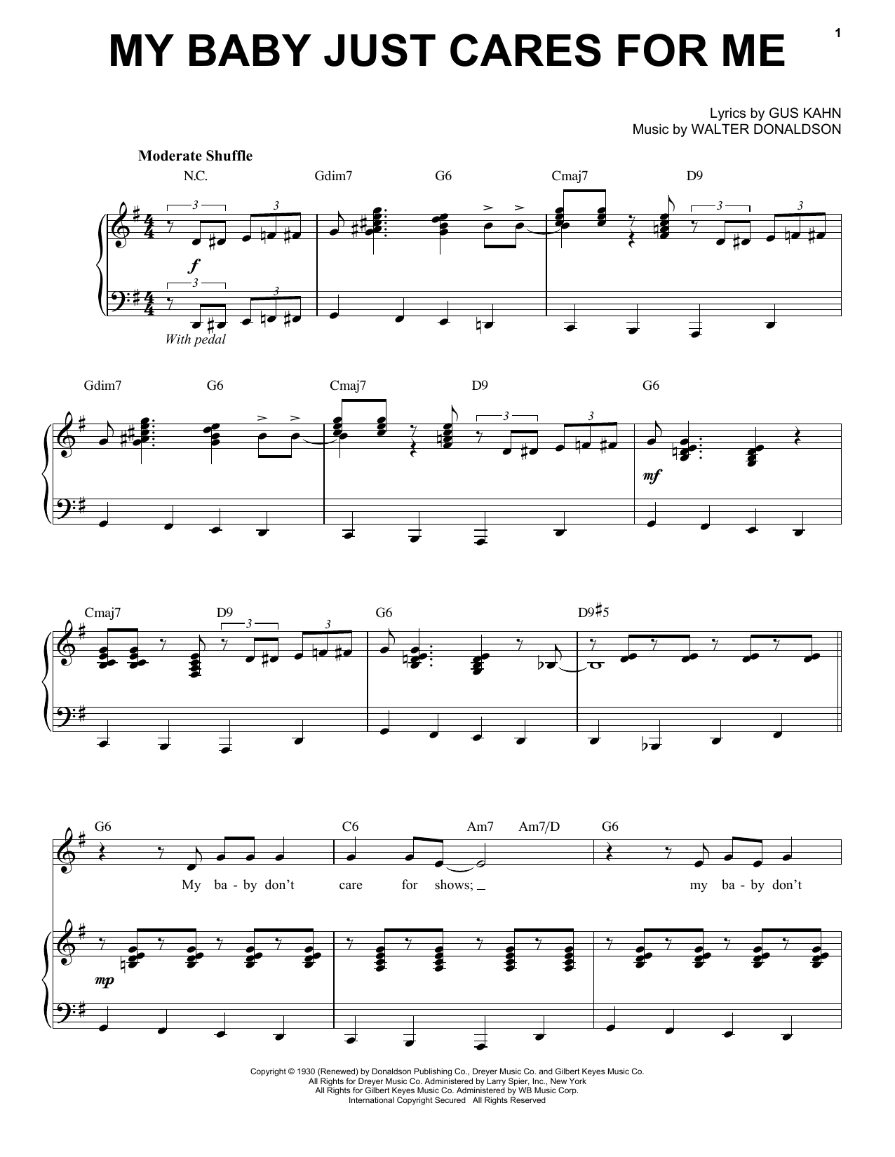 Michael Bublé My Baby Just Cares For Me Sheet Music Notes & Chords for Piano & Vocal - Download or Print PDF