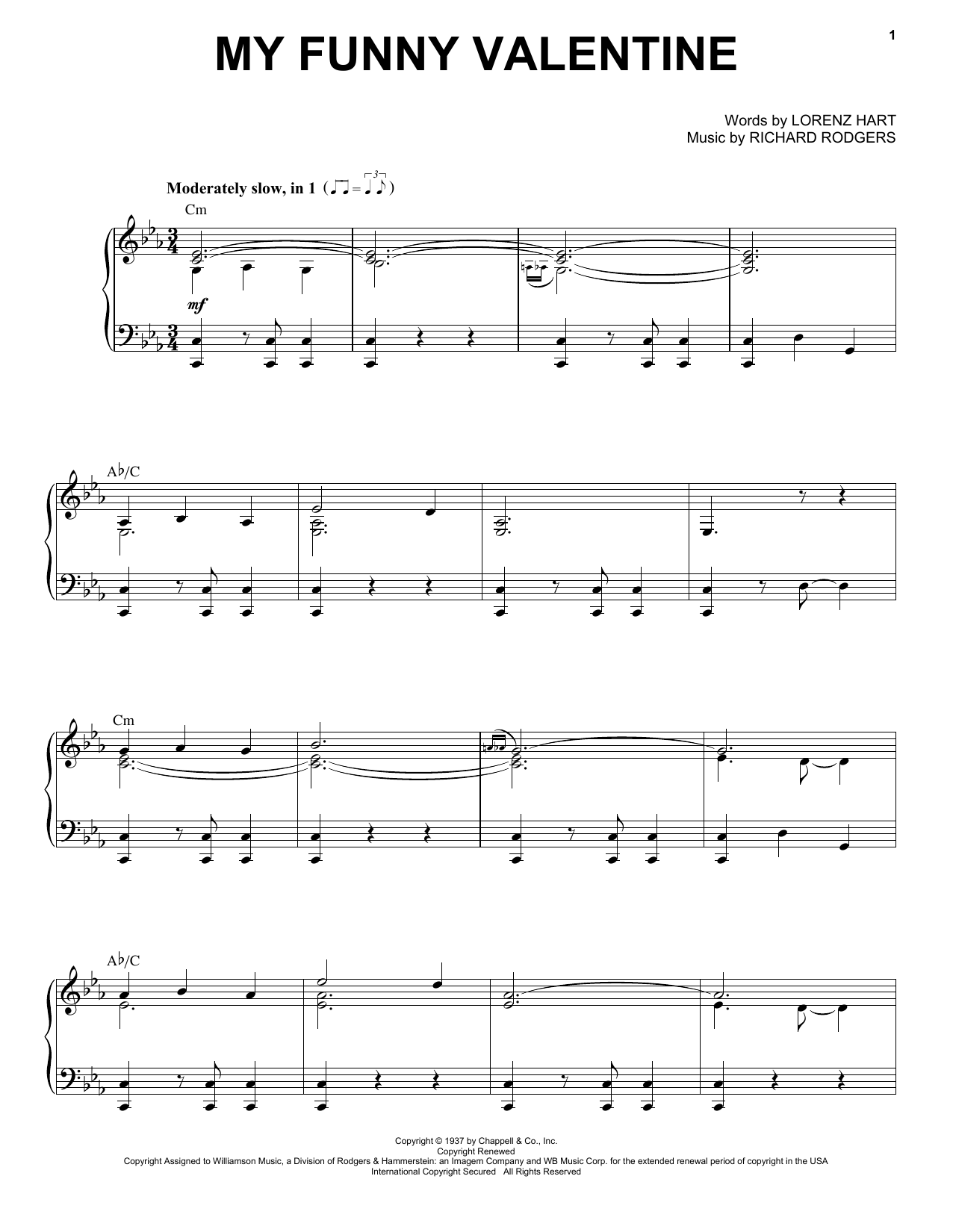 Michael Bublé My Funny Valentine Sheet Music Notes & Chords for Piano & Vocal - Download or Print PDF