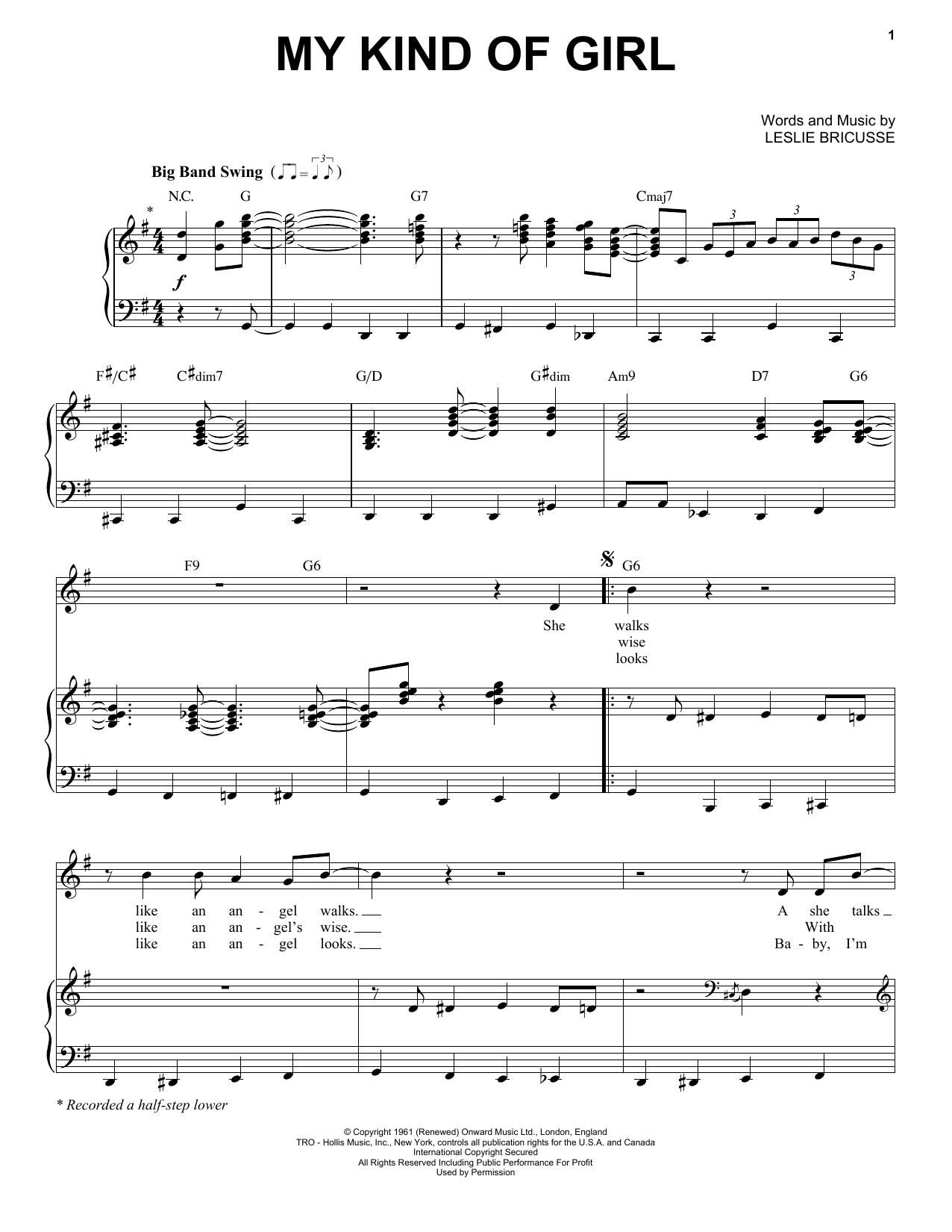 Michael Bublé My Kind Of Girl Sheet Music Notes & Chords for Piano & Vocal - Download or Print PDF