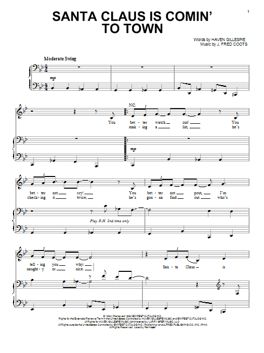 Michael Bublé Santa Claus Is Comin' To Town Sheet Music Notes & Chords for Voice - Download or Print PDF