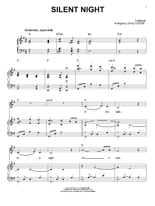 Michael Bublé Silent Night Sheet Music Notes & Chords for Piano & Vocal - Download or Print PDF