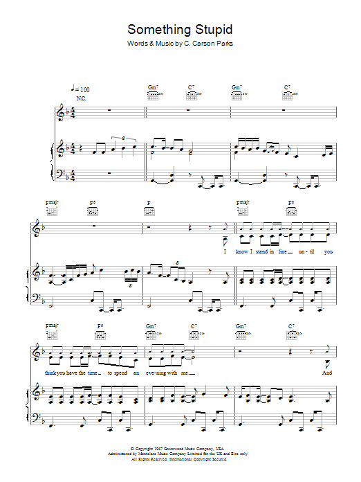 Michael Buble Somethin' Stupid Sheet Music Notes & Chords for Piano, Vocal & Guitar (Right-Hand Melody) - Download or Print PDF