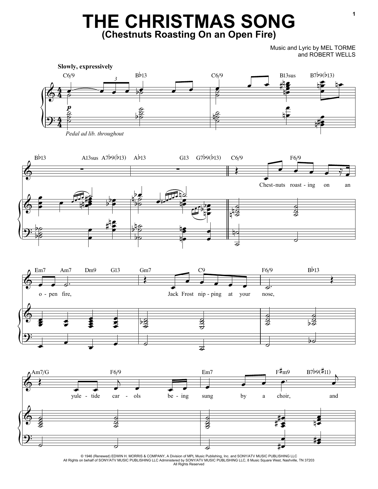 Michael Buble The Christmas Song (Chestnuts Roasting On An Open Fire) Sheet Music Notes & Chords for Piano, Vocal & Guitar (Right-Hand Melody) - Download or Print PDF