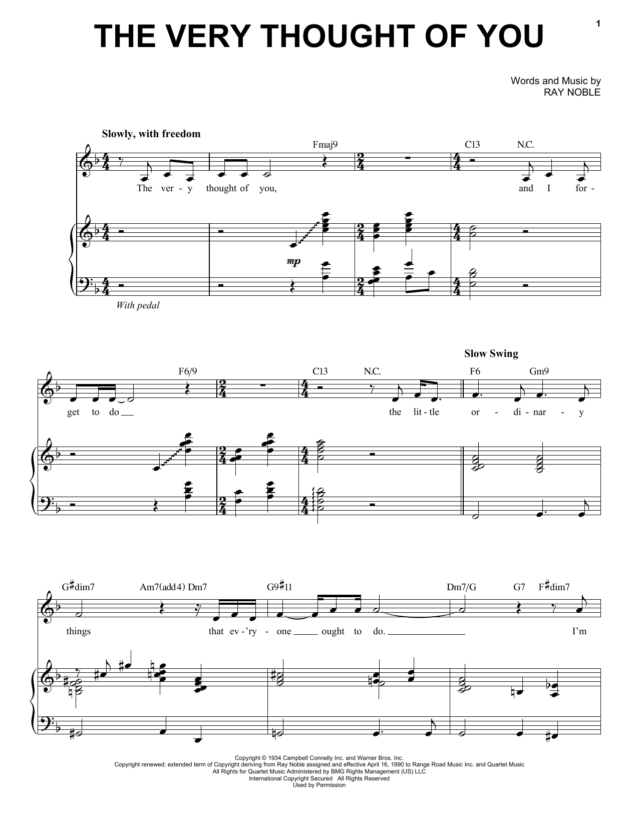Michael Buble The Very Thought Of You Sheet Music Notes & Chords for Piano & Vocal - Download or Print PDF