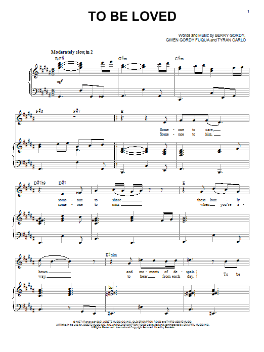 Michael Bublé To Be Loved Sheet Music Notes & Chords for Piano, Vocal & Guitar (Right-Hand Melody) - Download or Print PDF