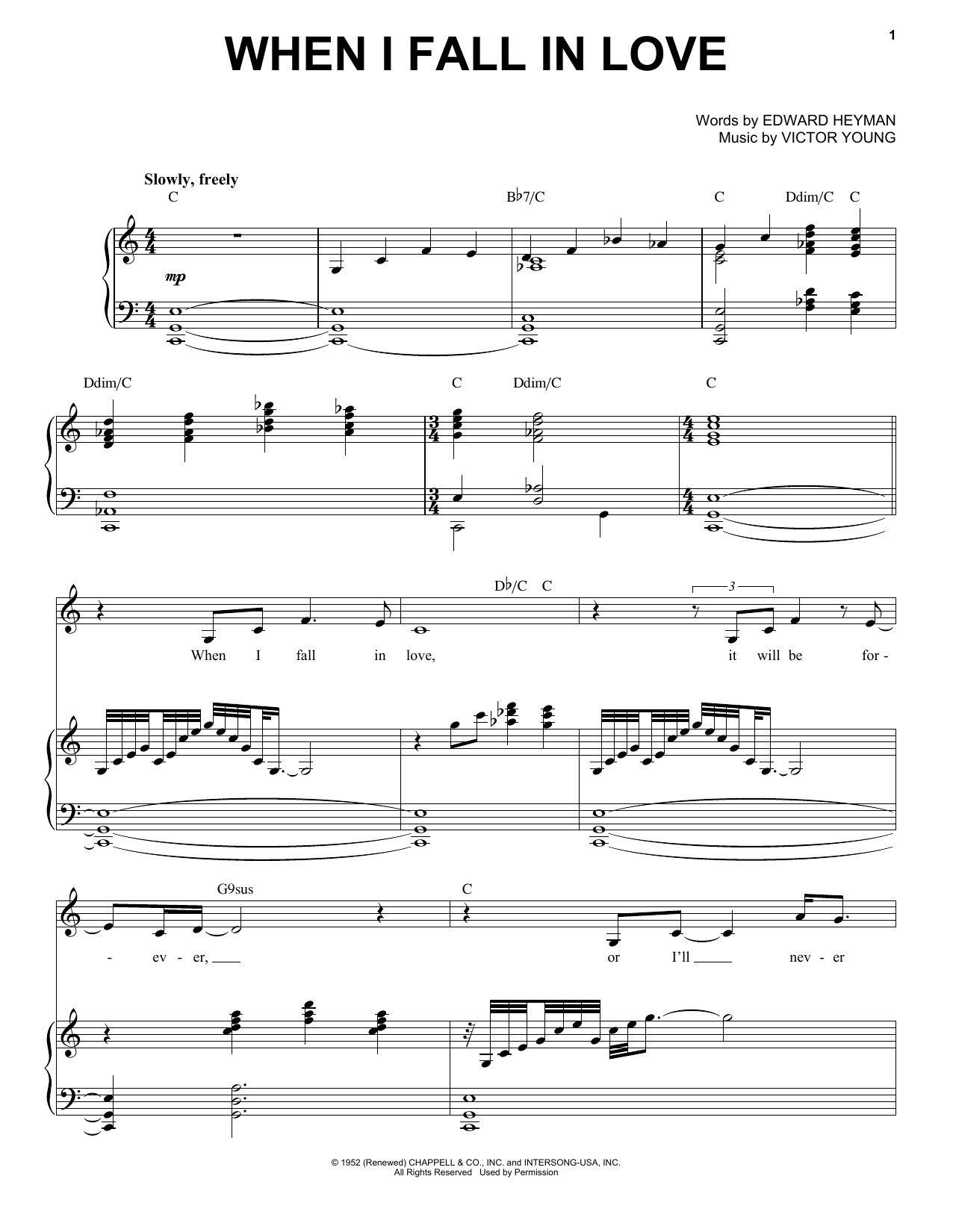Michael Bublé When I Fall In Love Sheet Music Notes & Chords for Piano & Vocal - Download or Print PDF