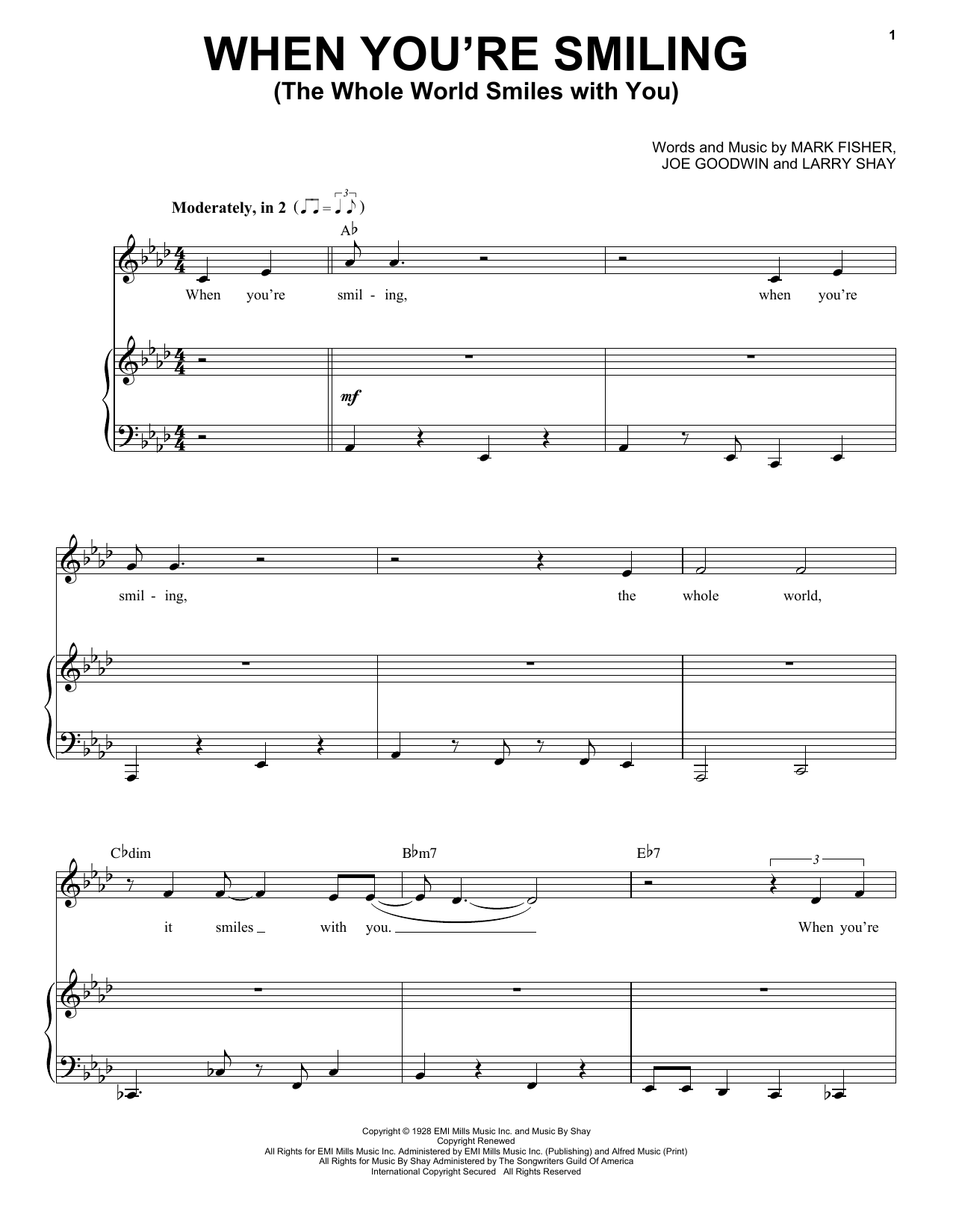 Michael Bublé When You're Smiling Sheet Music Notes & Chords for Piano & Vocal - Download or Print PDF