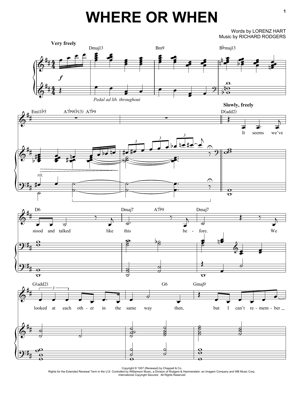 Michael Bublé Where Or When Sheet Music Notes & Chords for Piano & Vocal - Download or Print PDF