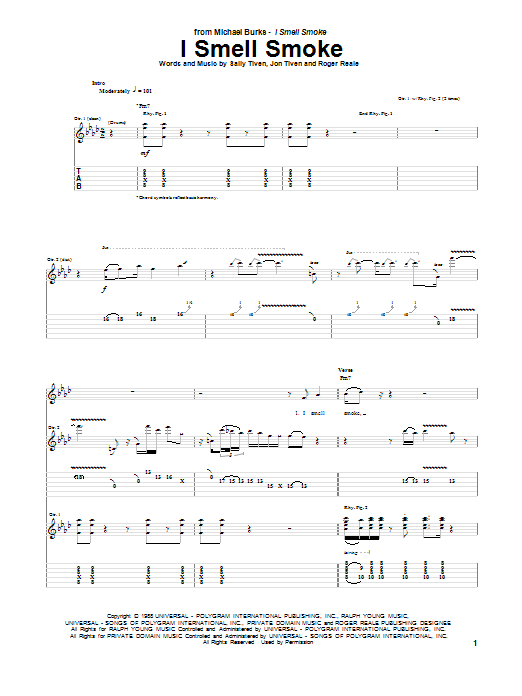 Michael Burks I Smell Smoke Sheet Music Notes & Chords for Guitar Tab - Download or Print PDF