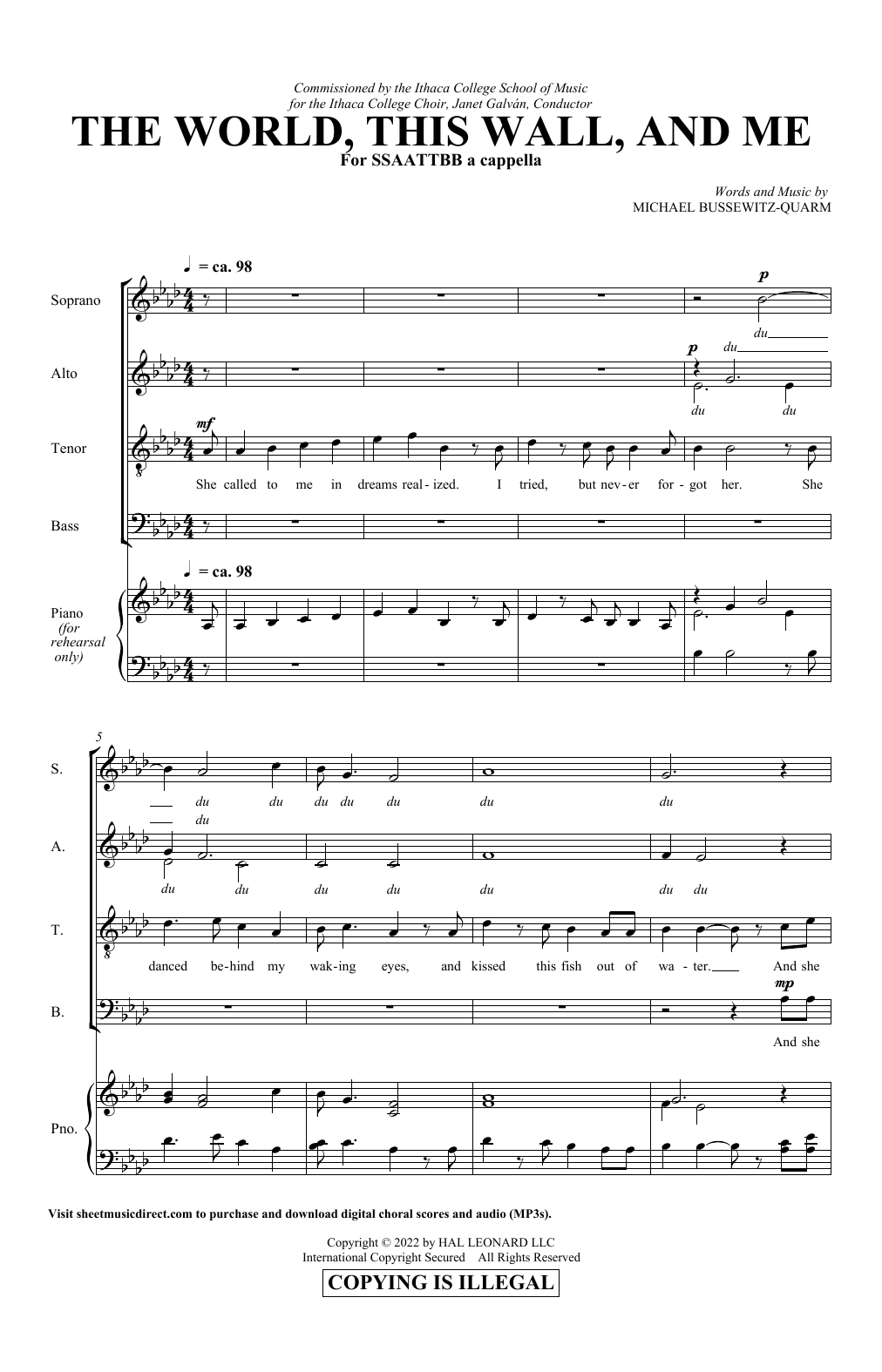 Michael Bussewitz-Quarm The World, This Wall, And Me Sheet Music Notes & Chords for Choir - Download or Print PDF
