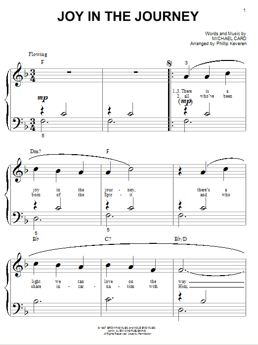 Michael Card Joy In The Journey Sheet Music Notes & Chords for Piano (Big Notes) - Download or Print PDF