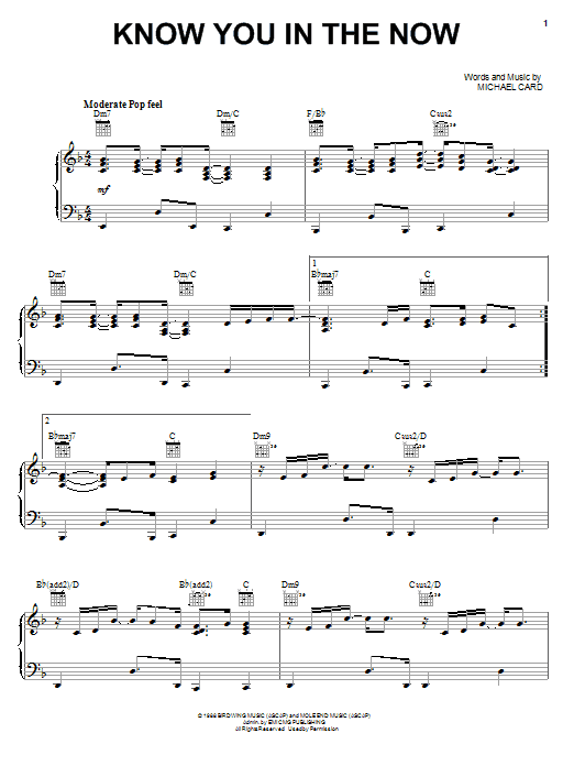 Michael Card Know You In The Now Sheet Music Notes & Chords for Piano, Vocal & Guitar (Right-Hand Melody) - Download or Print PDF Michael Card Know You In The Now Sheet Music Notes & Chords for Piano, Vocal & Guitar (Right-Hand Melody) - Download or Print PDF