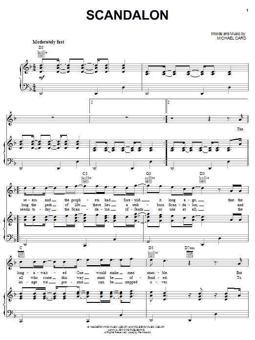 Michael Card Scandalon Sheet Music Notes & Chords for Piano, Vocal & Guitar (Right-Hand Melody) - Download or Print PDF