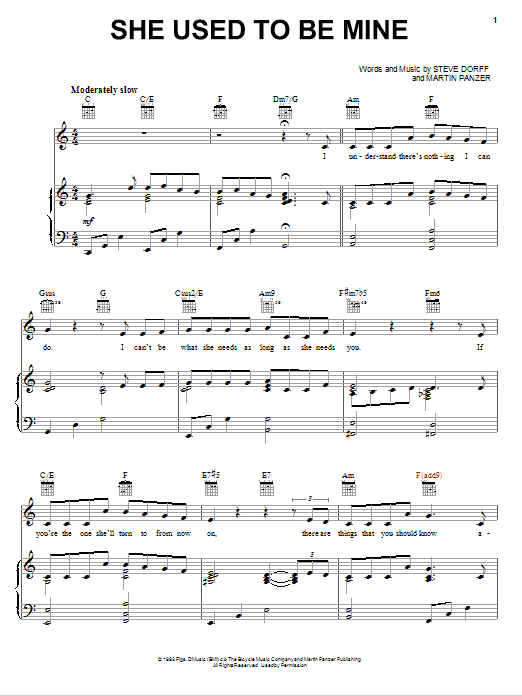 Michael Crawford She Used To Be Mine Sheet Music Notes & Chords for Piano, Vocal & Guitar (Right-Hand Melody) - Download or Print PDF Michael Crawford She Used To Be Mine Sheet Music Notes & Chords for Piano, Vocal & Guitar (Right-Hand Melody) - Download or Print PDF