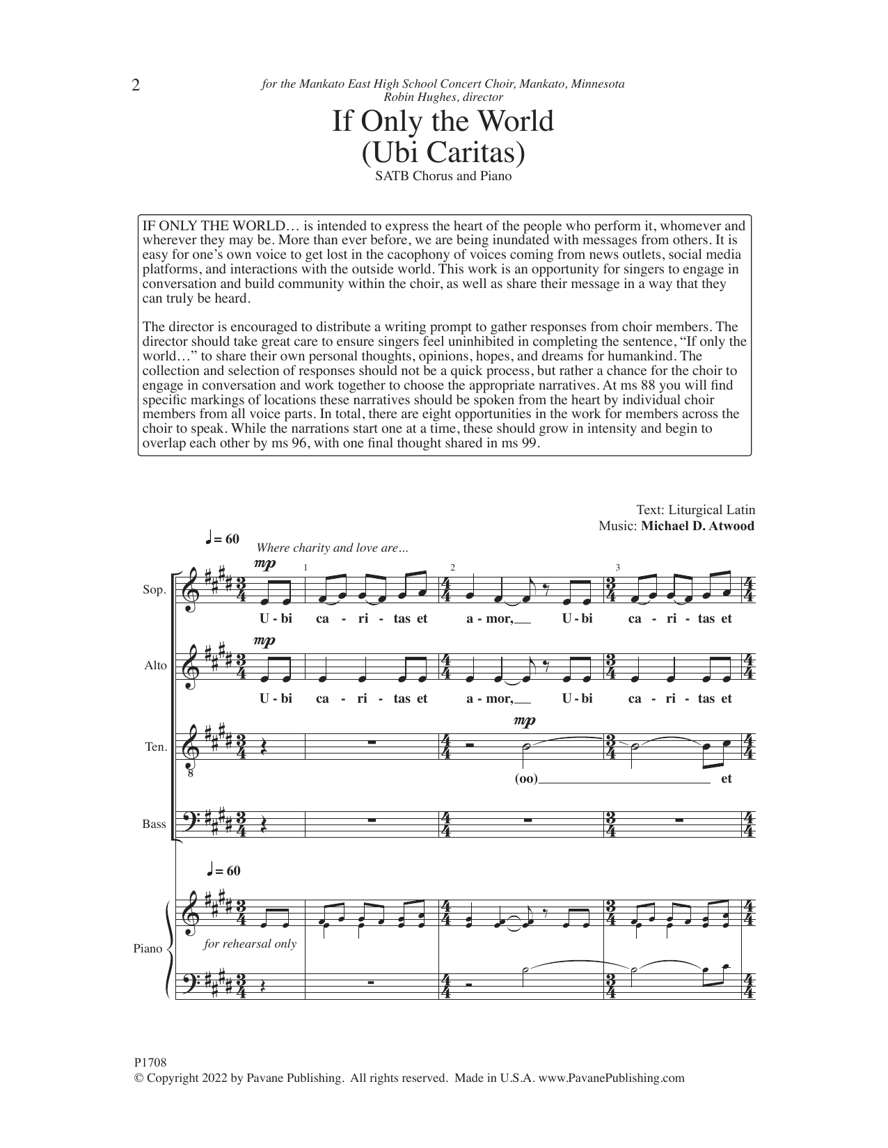 Michael D. Atwood If Only the World (Ubi Caritas) Sheet Music Notes & Chords for SATB Choir - Download or Print PDF