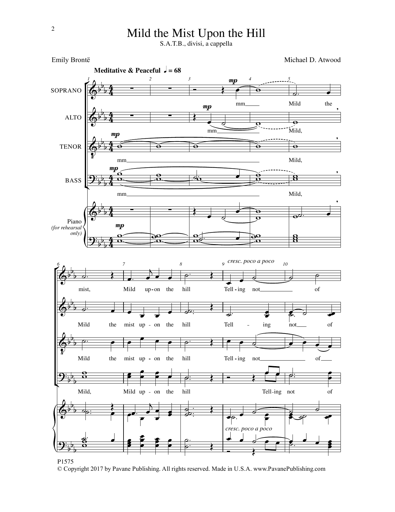 Michael D. Atwood Mild the Mist upon the Hill Sheet Music Notes & Chords for Choral - Download or Print PDF