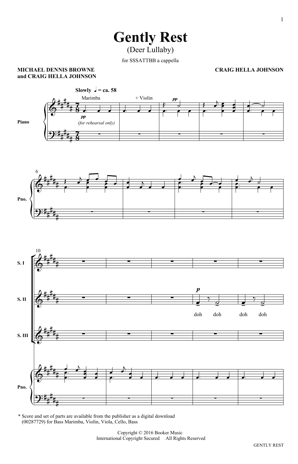 Michael Dennis Browne & Craig Hella Johnson Gently Rest (Deer Lullaby) (from Considering Matthew Shepard) Sheet Music Notes & Chords for SATB Choir - Download or Print PDF