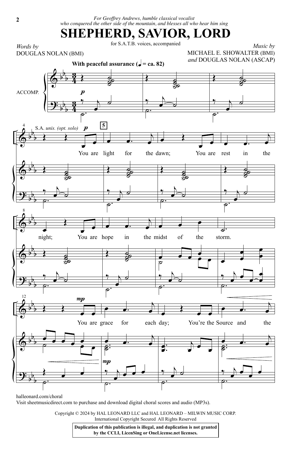 Michael E. Showalter & Douglas Nolan Shepherd, Savior, Lord Sheet Music Notes & Chords for SATB Choir - Download or Print PDF