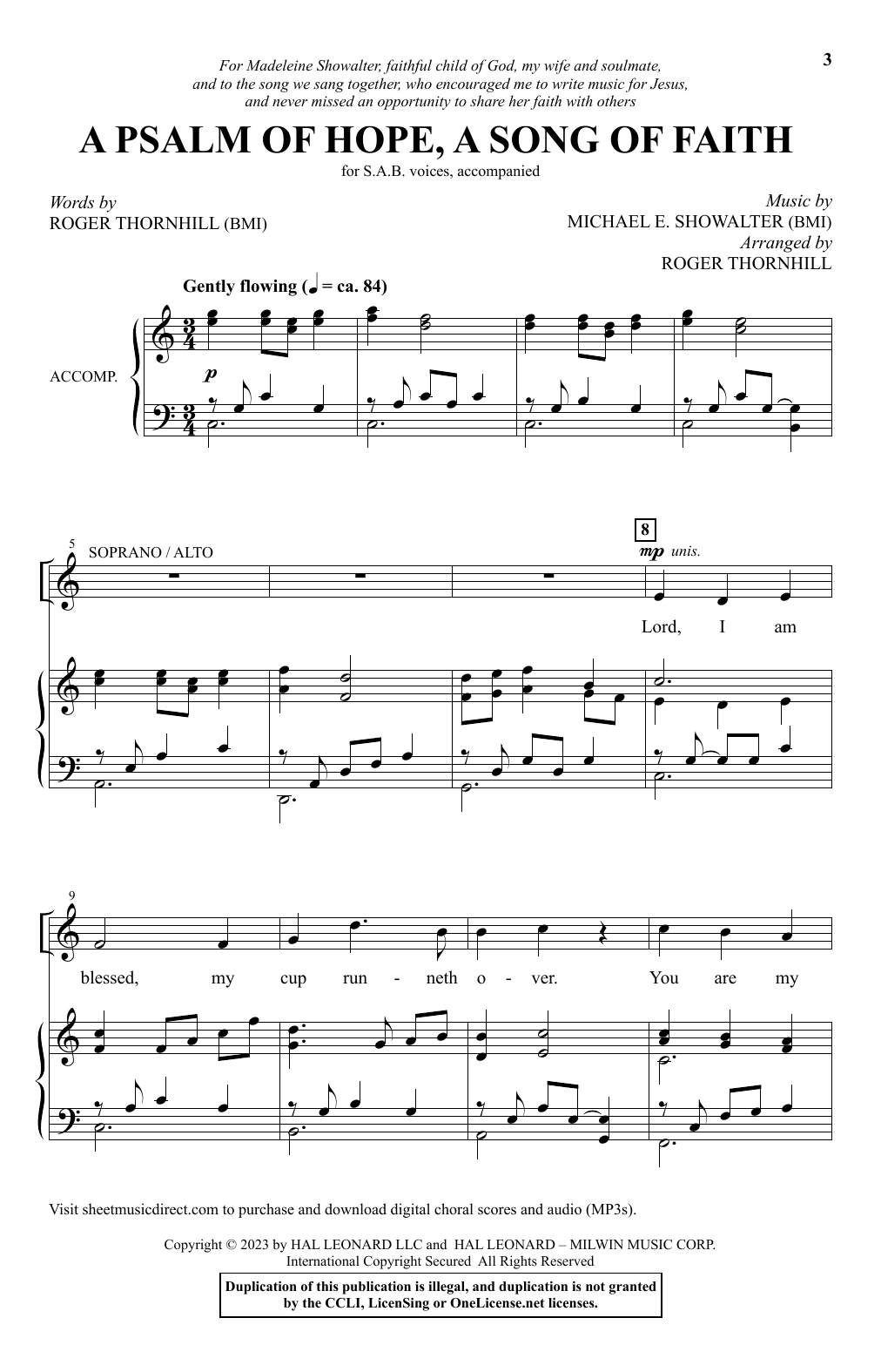 Michael E. Showalter A Psalm Of Hope, A Song Of Faith (arr. Roger Thornhill) Sheet Music Notes & Chords for SAB Choir - Download or Print PDF