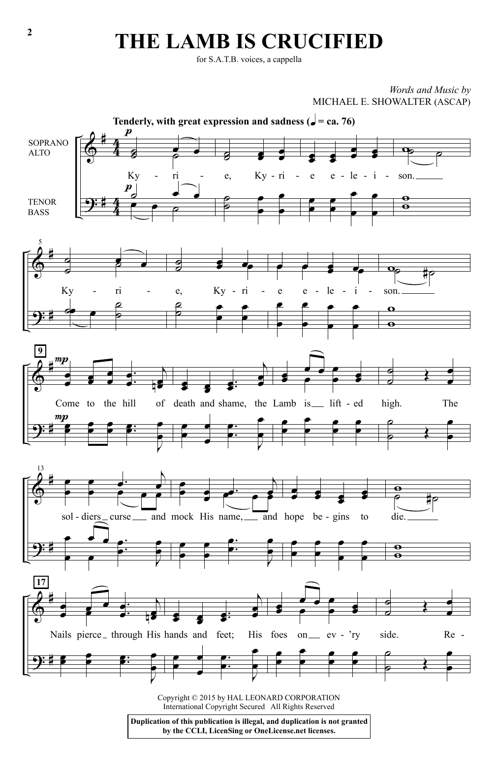 Michael E. Showalter The Lamb Is Crucified Sheet Music Notes & Chords for SATB - Download or Print PDF