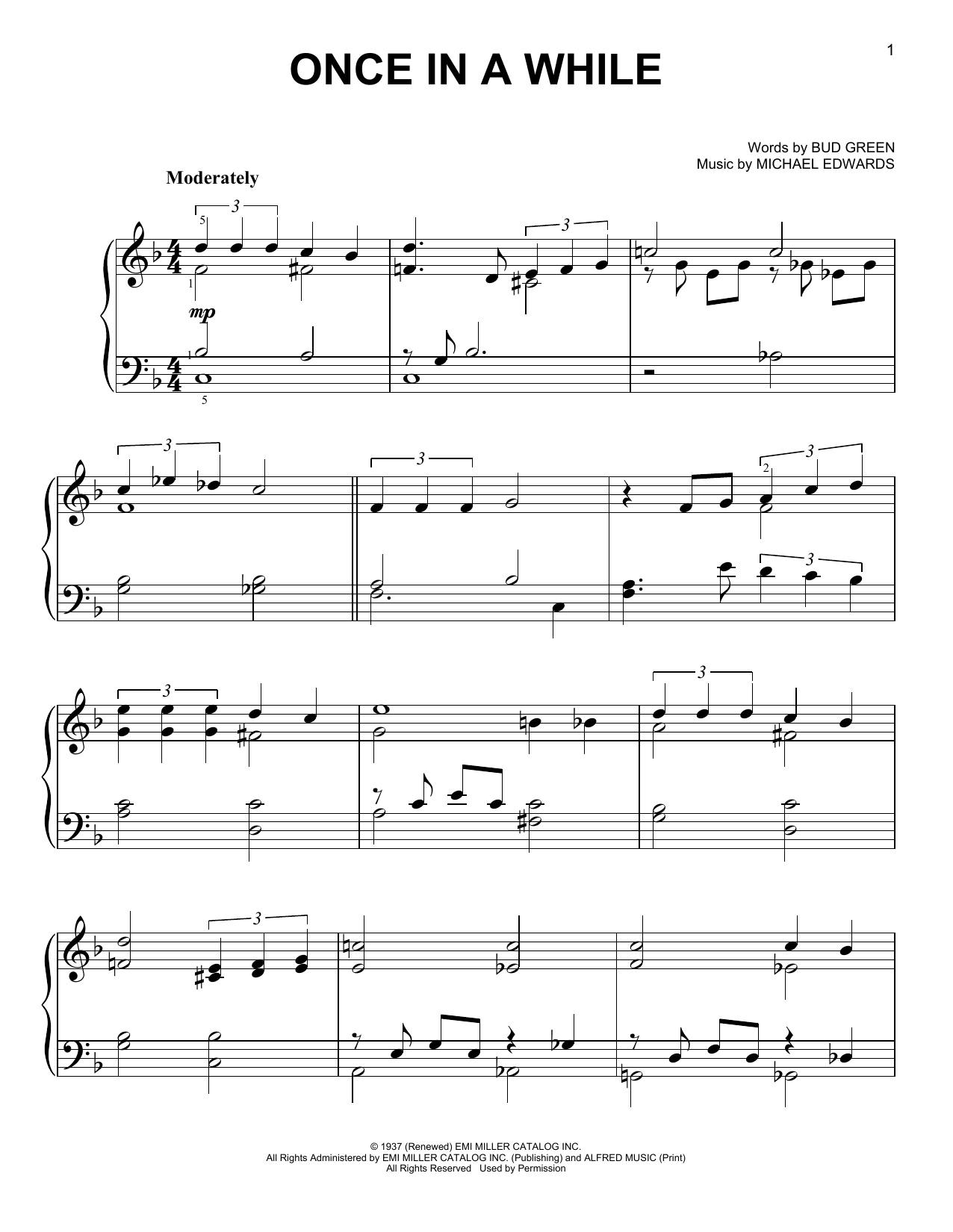 Michael Edwards Once In A While Sheet Music Notes & Chords for Melody Line, Lyrics & Chords - Download or Print PDF
