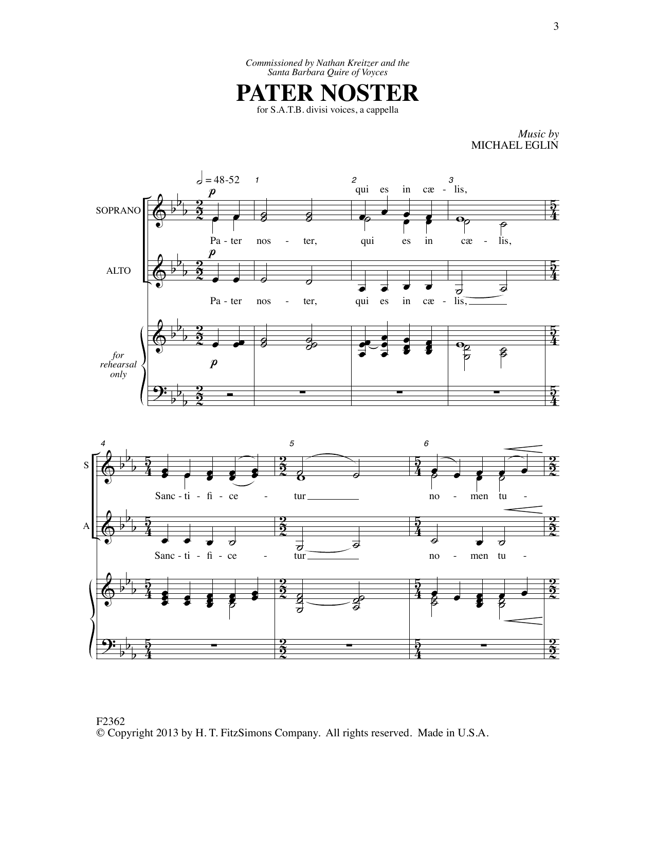 Michael Eglin Pater Noster Sheet Music Notes & Chords for SATB Choir - Download or Print PDF