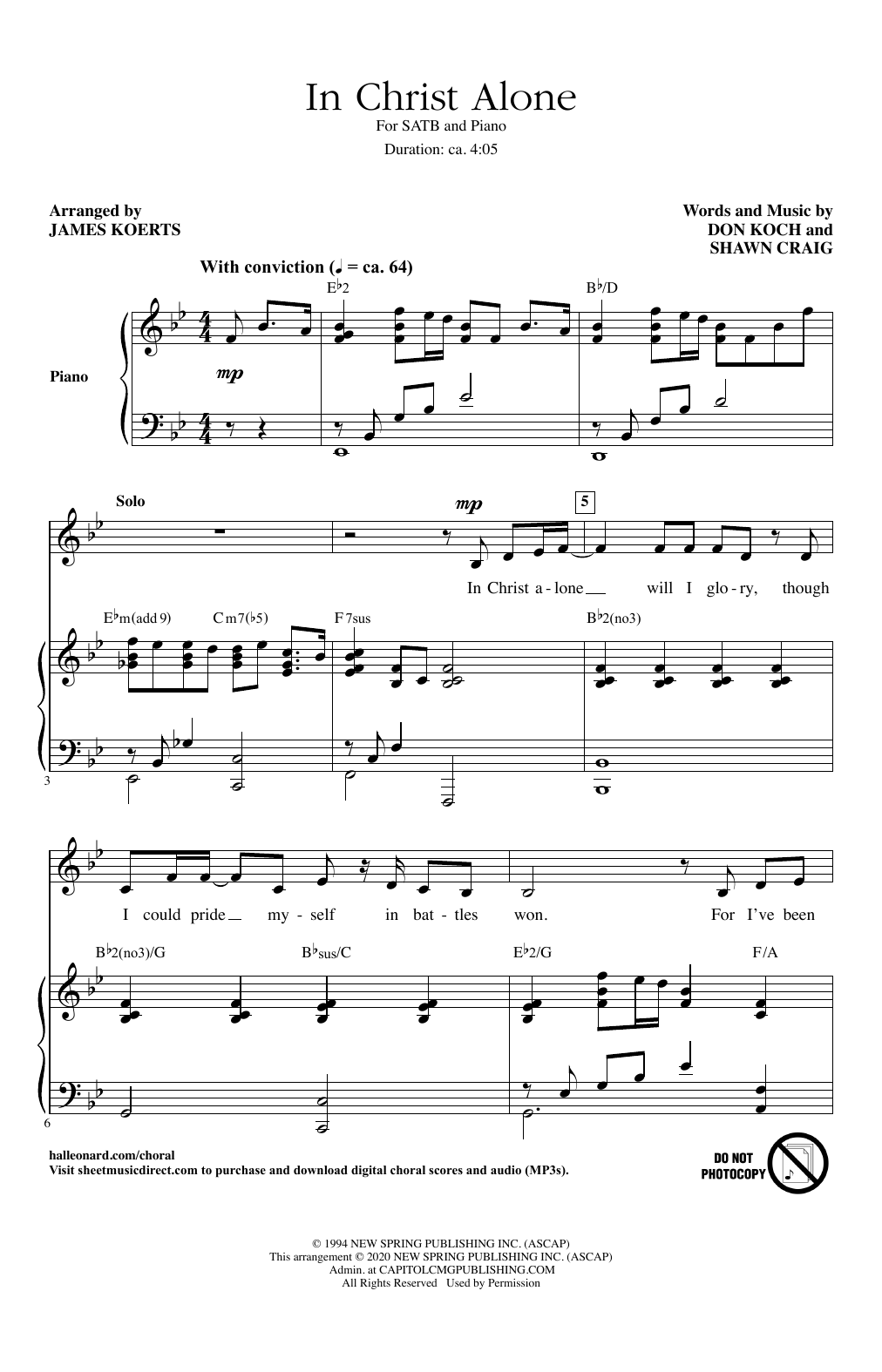 Michael English In Christ Alone (arr. James Koerts) Sheet Music Notes & Chords for SATB Choir - Download or Print PDF