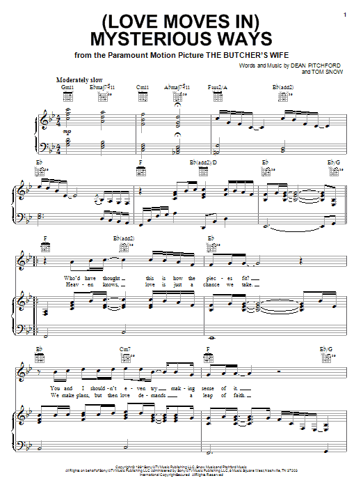 Michael English (Love Moves In) Mysterious Ways Sheet Music Notes & Chords for Piano, Vocal & Guitar (Right-Hand Melody) - Download or Print PDF