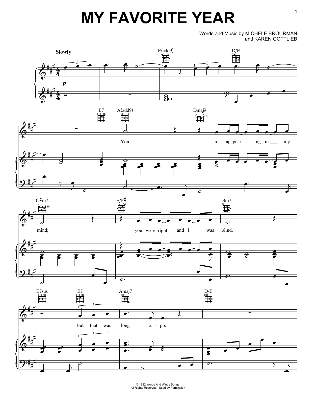Michael Feinstein My Favorite Year Sheet Music Notes & Chords for Piano, Vocal & Guitar Chords (Right-Hand Melody) - Download or Print PDF
