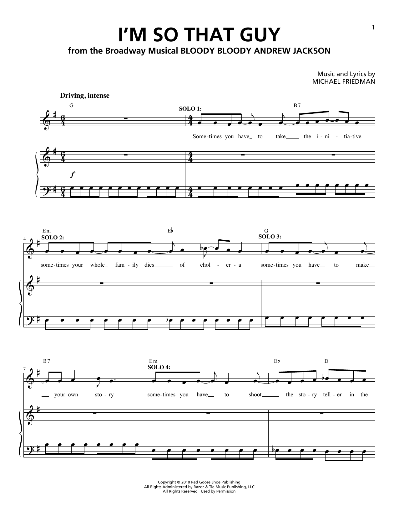 Michael Friedman I'm So That Guy Sheet Music Notes & Chords for Piano & Vocal - Download or Print PDF