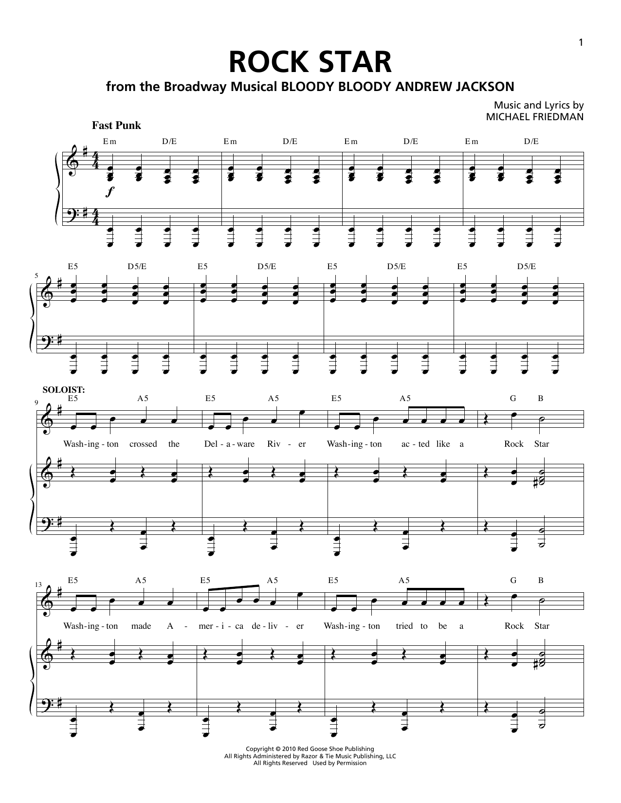 Michael Friedman Rock Star Sheet Music Notes & Chords for Piano & Vocal - Download or Print PDF