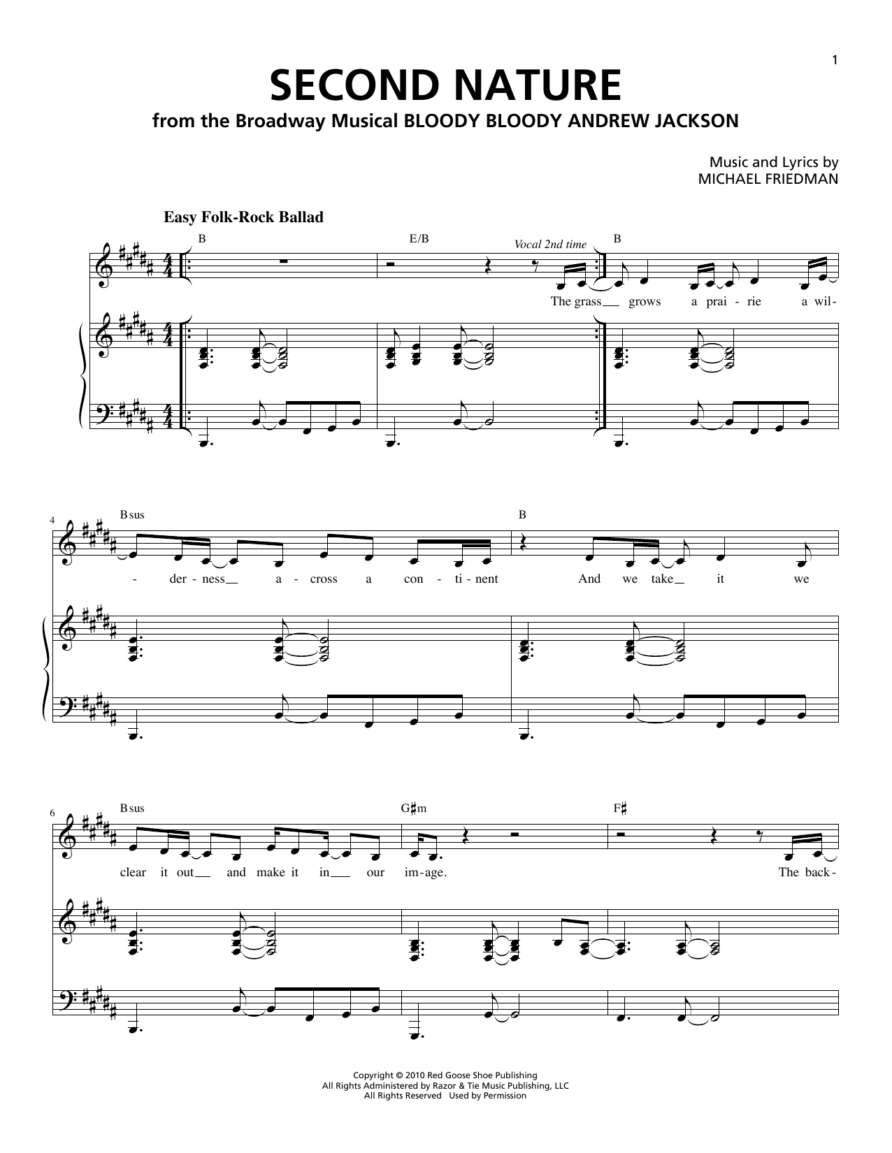 Michael Friedman Second Nature Sheet Music Notes & Chords for Piano & Vocal - Download or Print PDF