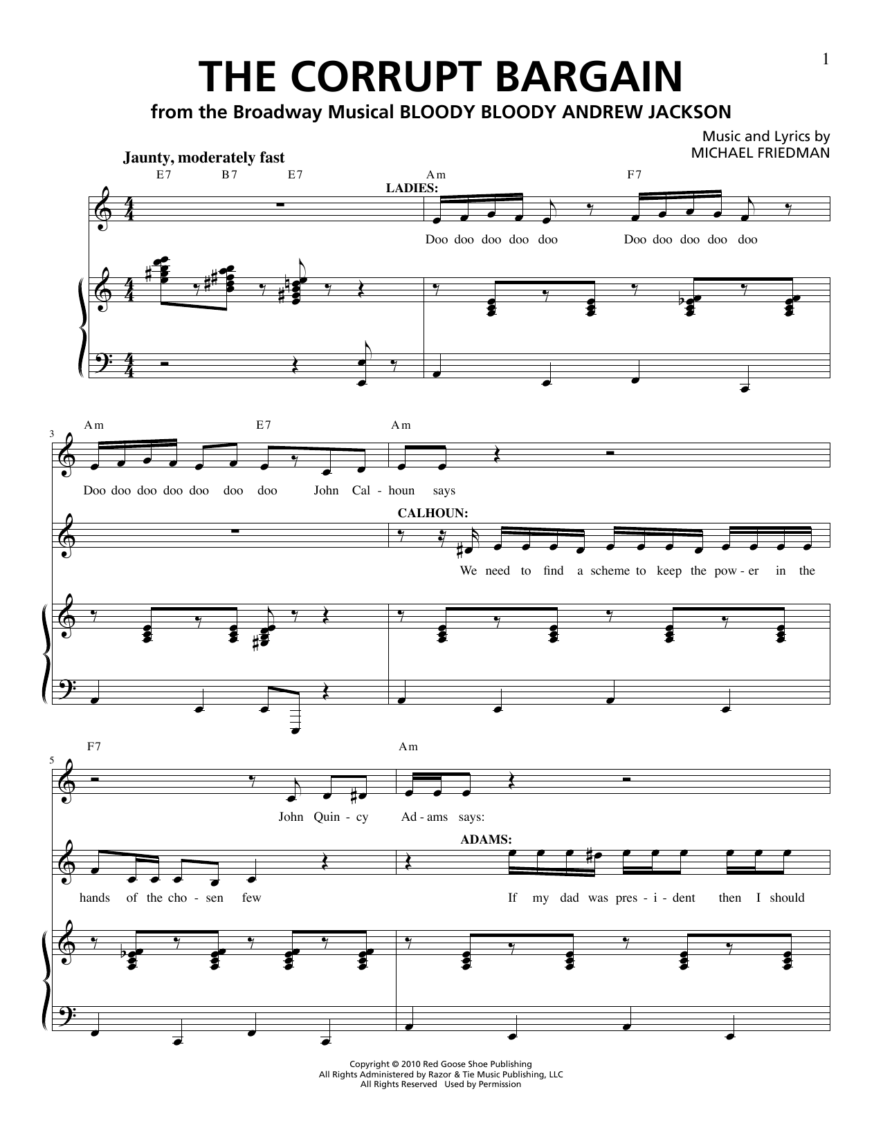 Michael Friedman The Corrupt Bargain Sheet Music Notes & Chords for Piano & Vocal - Download or Print PDF