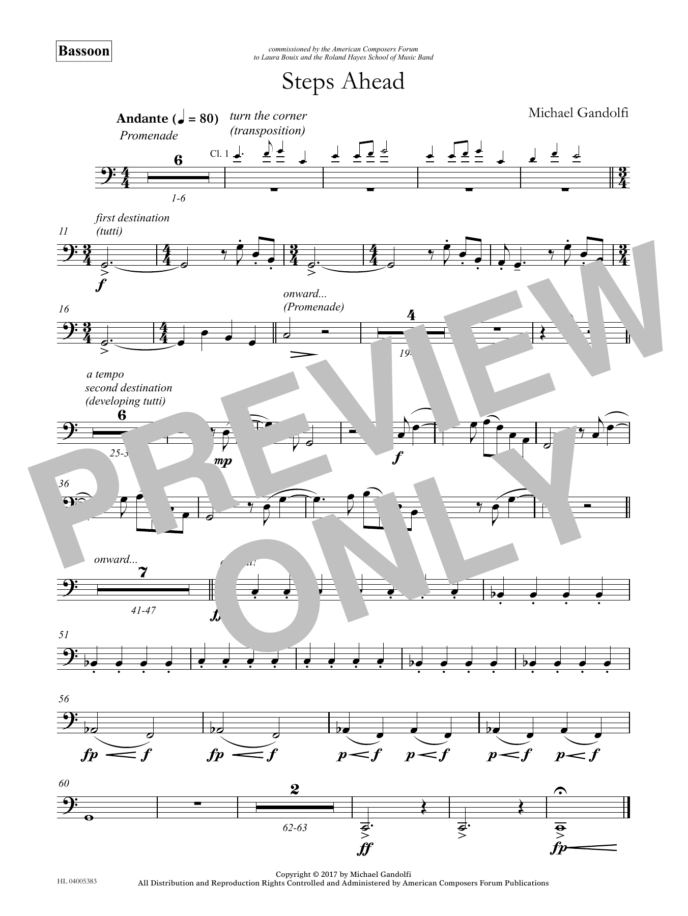 Michael Gandolfi Steps Ahead - Bassoon Sheet Music Notes & Chords for Concert Band - Download or Print PDF