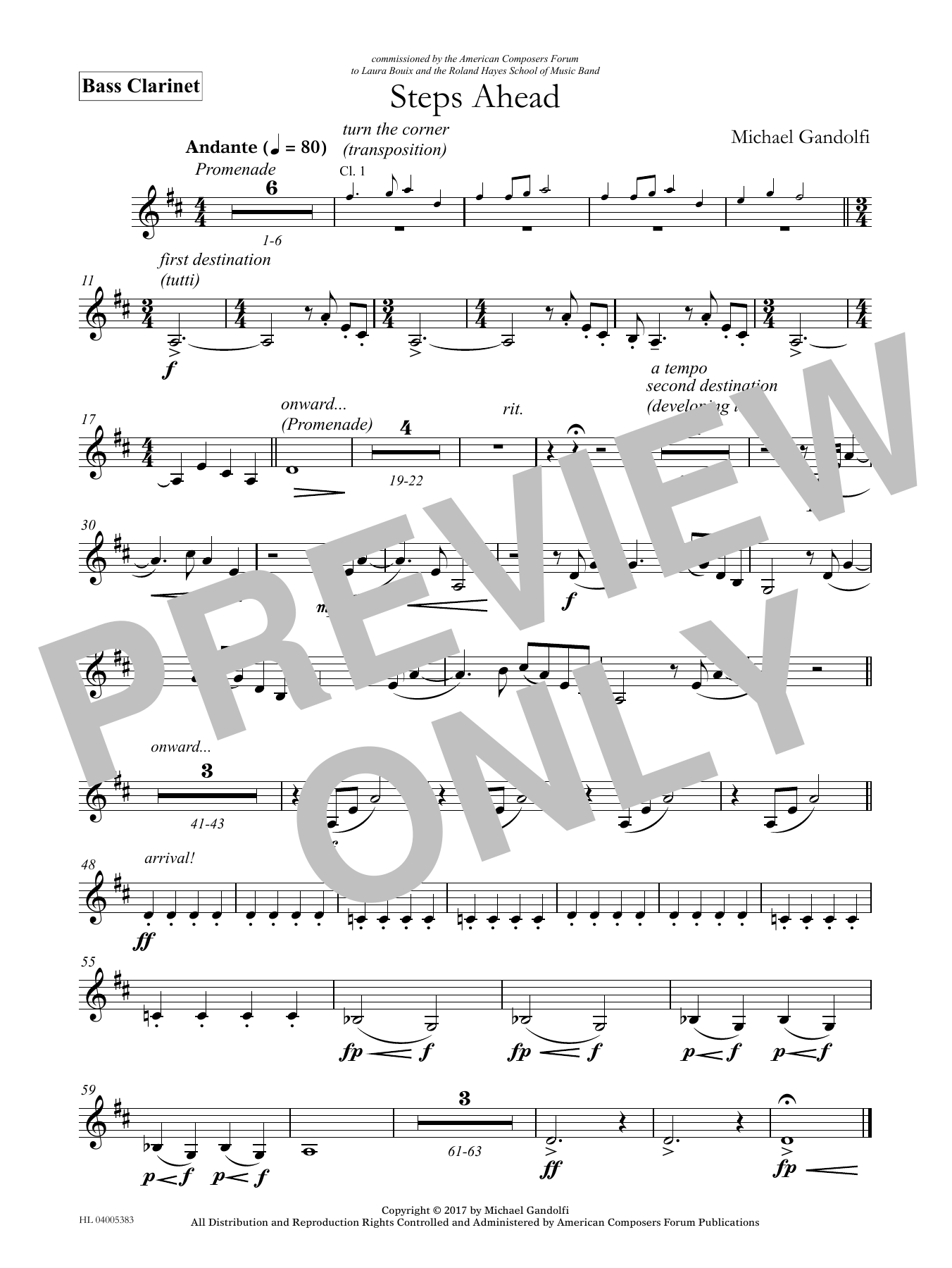 Michael Gandolfi Steps Ahead - Bb Bass Clarinet Sheet Music Notes & Chords for Concert Band - Download or Print PDF