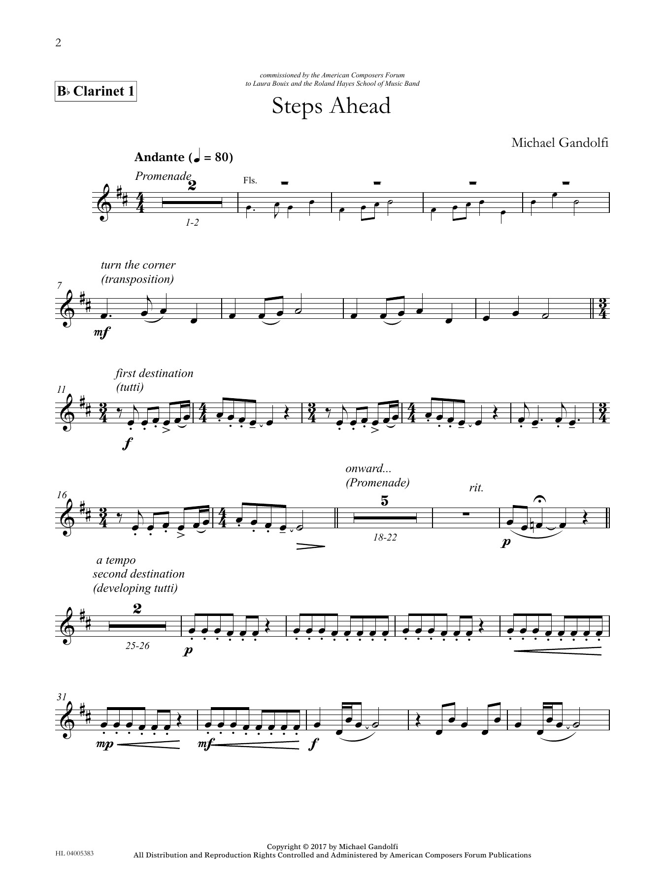 Michael Gandolfi Steps Ahead - Bb Clarinet 1 Sheet Music Notes & Chords for Concert Band - Download or Print PDF