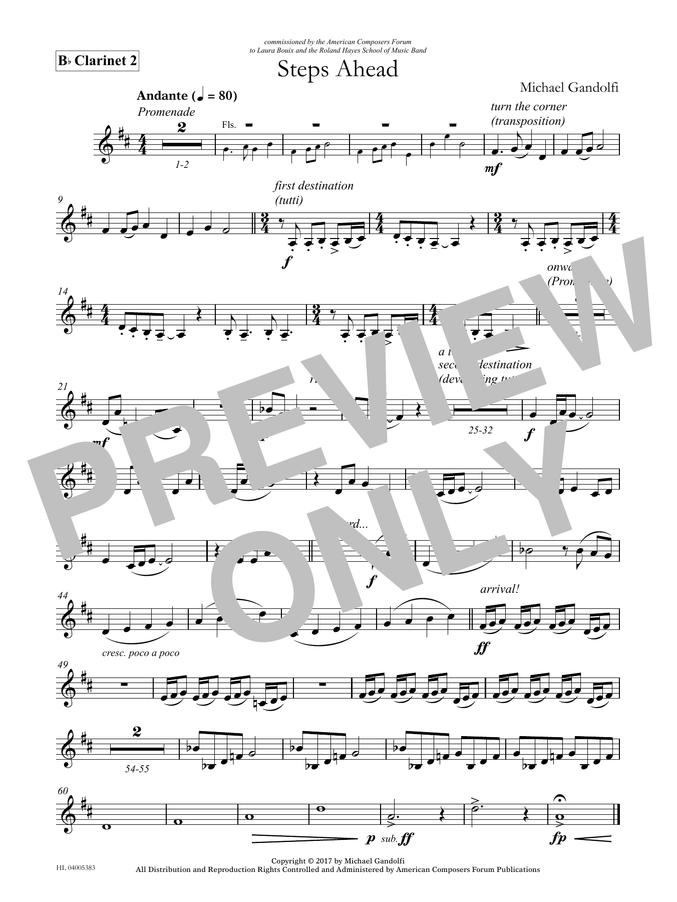 Michael Gandolfi Steps Ahead - Bb Clarinet 2 Sheet Music Notes & Chords for Concert Band - Download or Print PDF