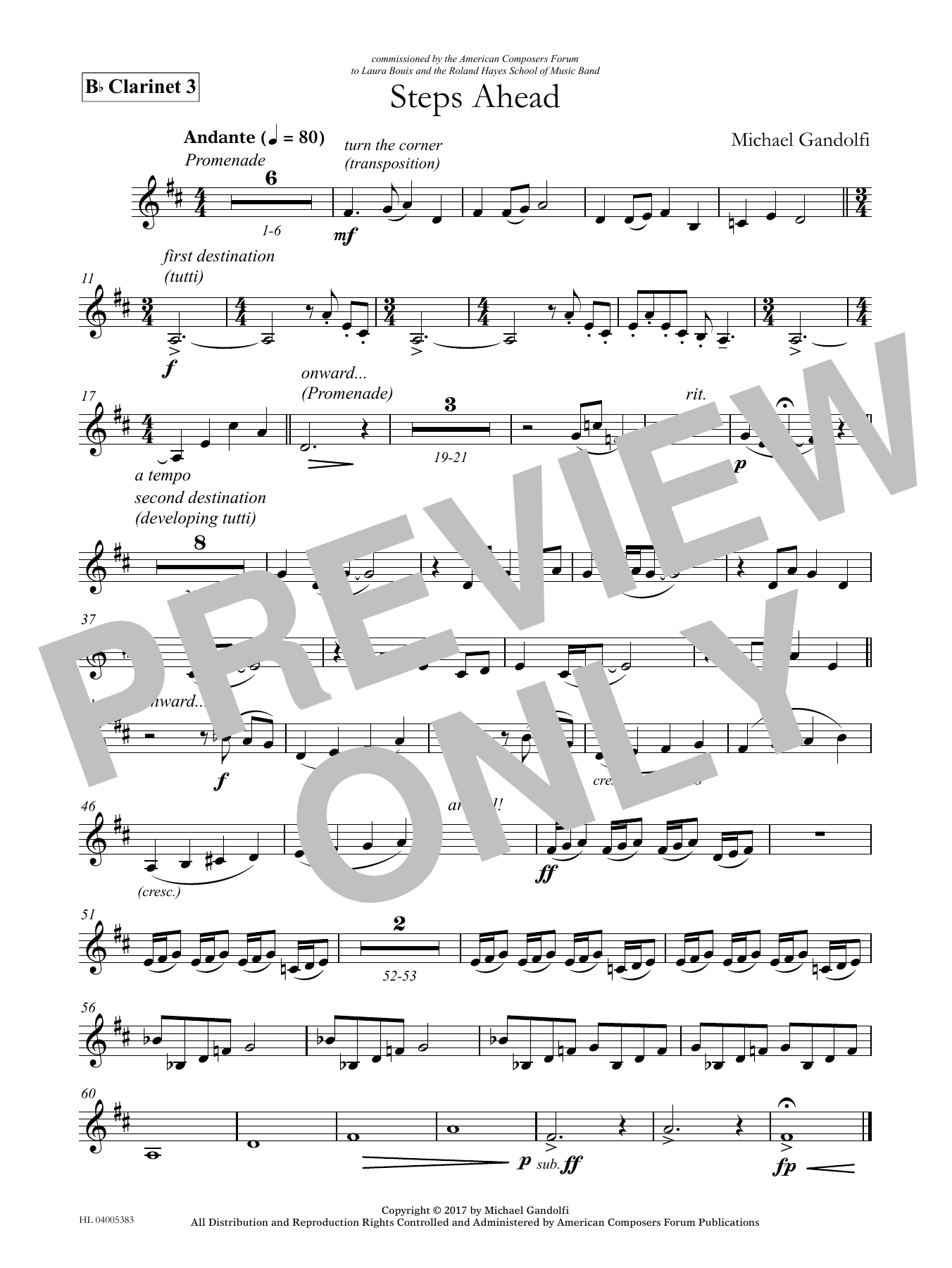 Michael Gandolfi Steps Ahead - Bb Clarinet 3 Sheet Music Notes & Chords for Concert Band - Download or Print PDF