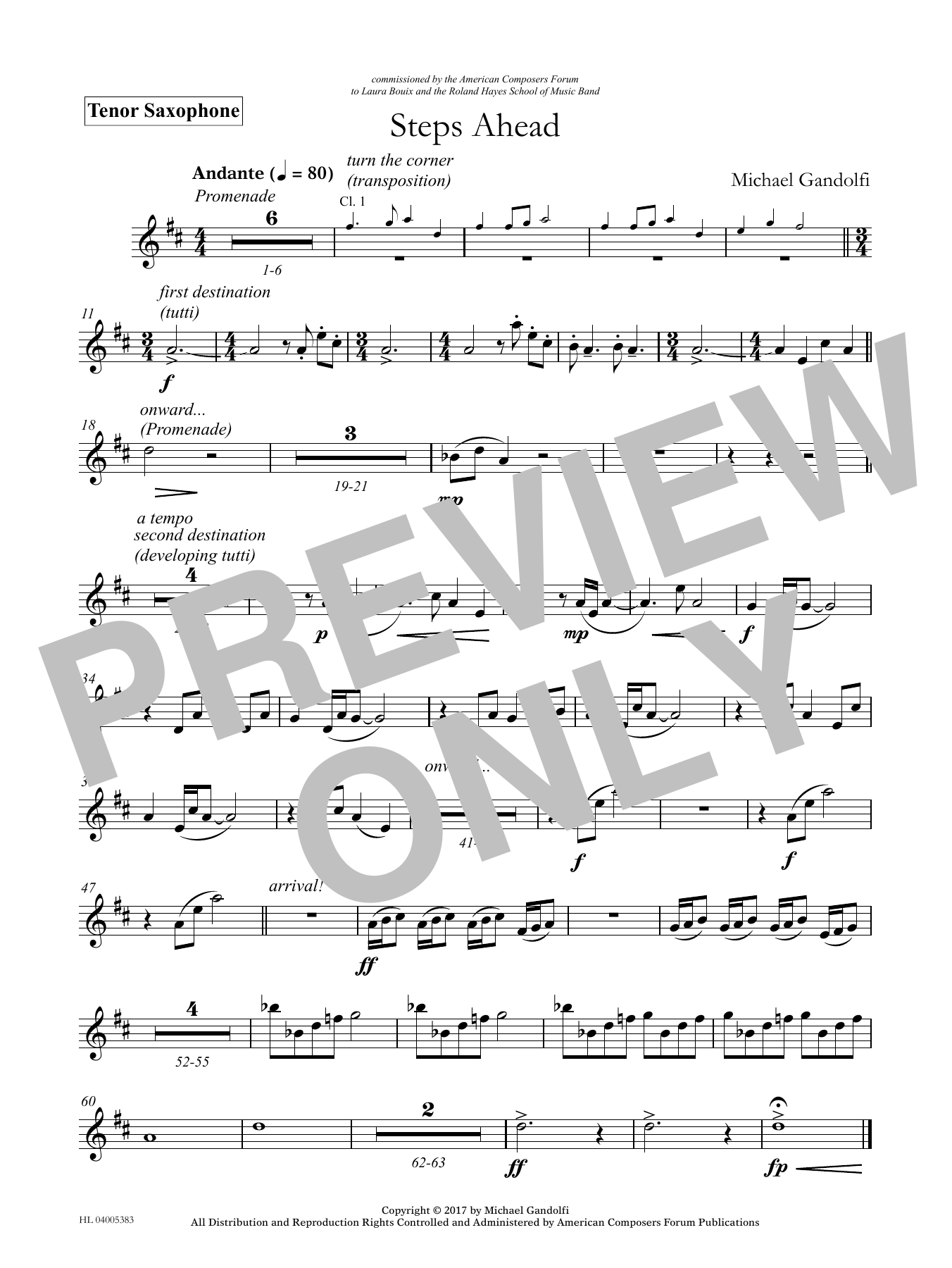 Michael Gandolfi Steps Ahead - Bb Tenor Saxophone Sheet Music Notes & Chords for Concert Band - Download or Print PDF