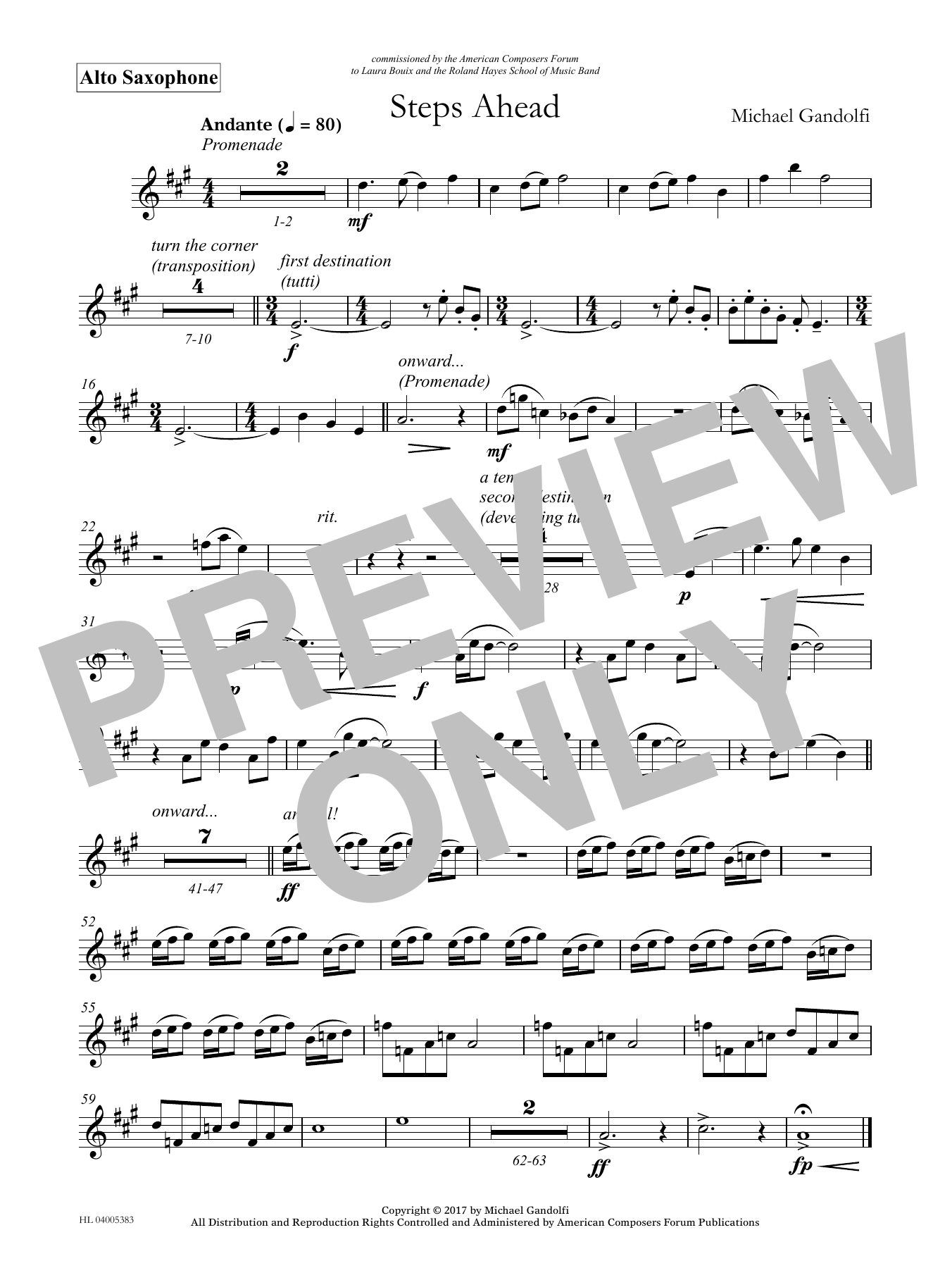 Michael Gandolfi Steps Ahead - Eb Alto Saxophone Sheet Music Notes & Chords for Concert Band - Download or Print PDF