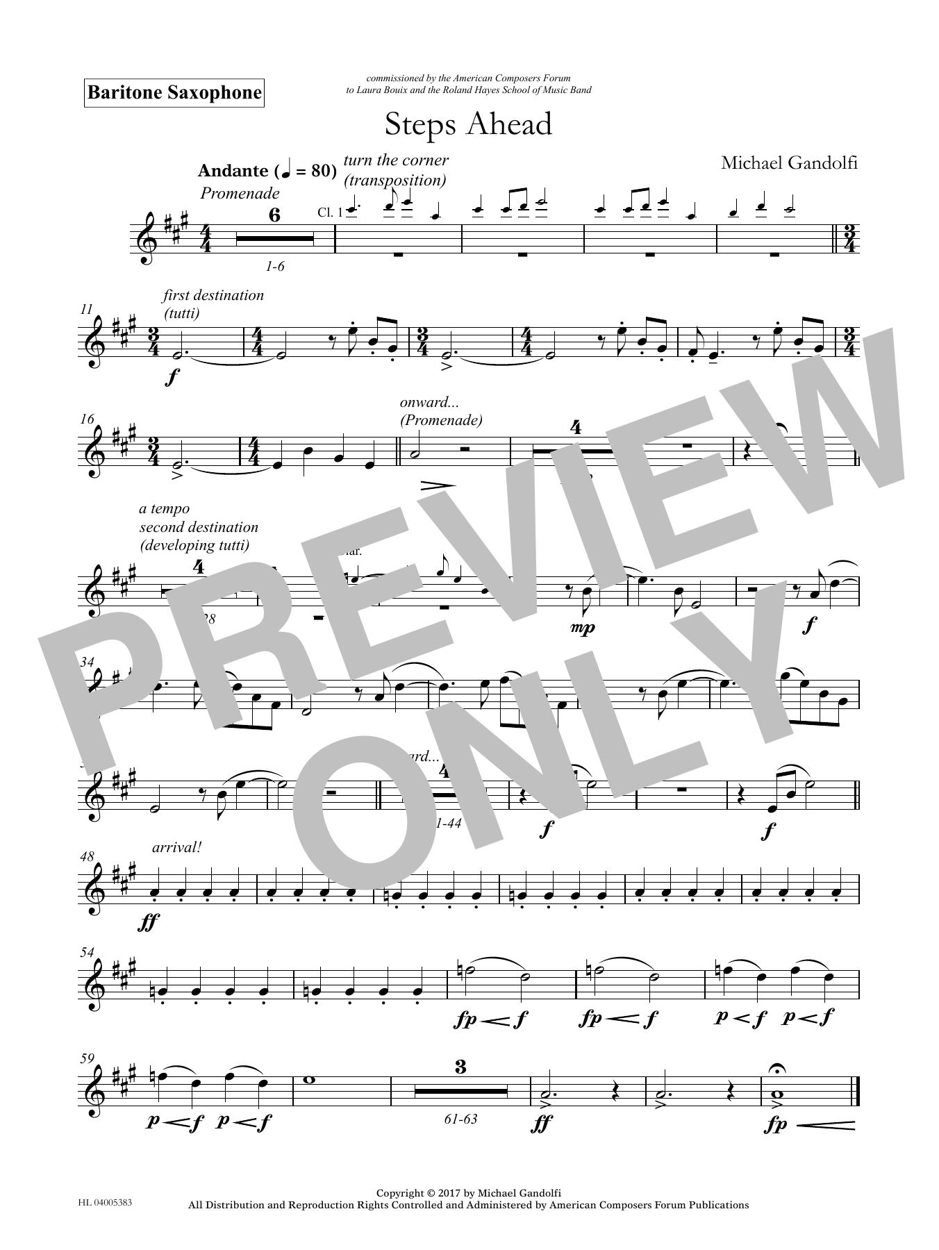 Michael Gandolfi Steps Ahead - Eb Baritone Saxophone Sheet Music Notes & Chords for Concert Band - Download or Print PDF