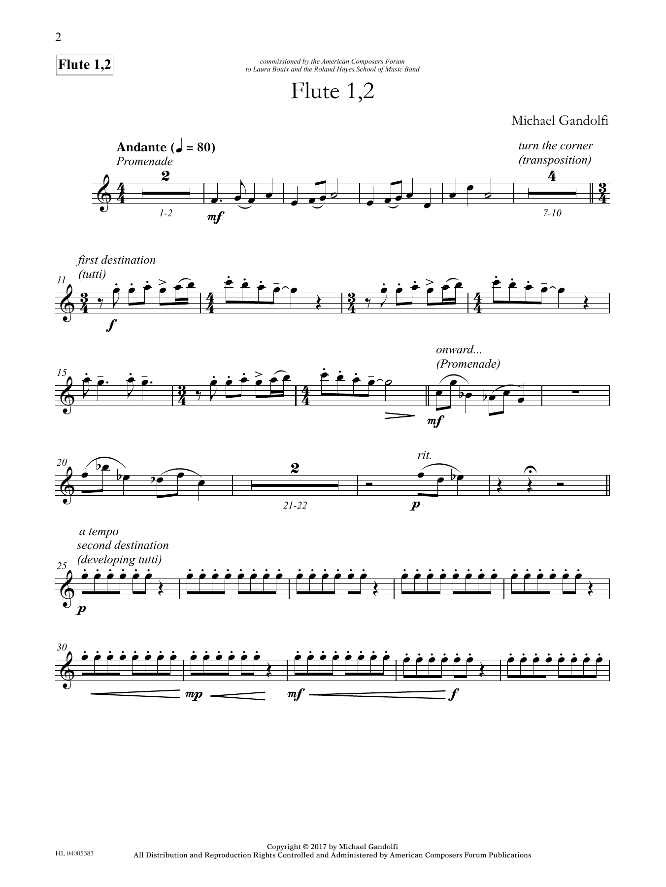 Michael Gandolfi Steps Ahead - Flute 1 & 2 Sheet Music Notes & Chords for Concert Band - Download or Print PDF