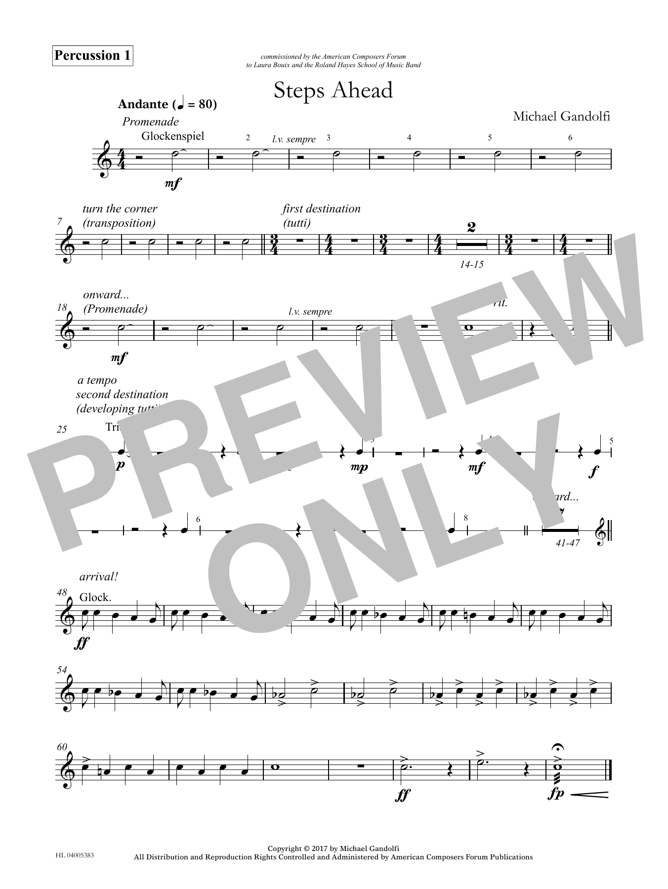 Michael Gandolfi Steps Ahead - Glockenspiel Sheet Music Notes & Chords for Concert Band - Download or Print PDF