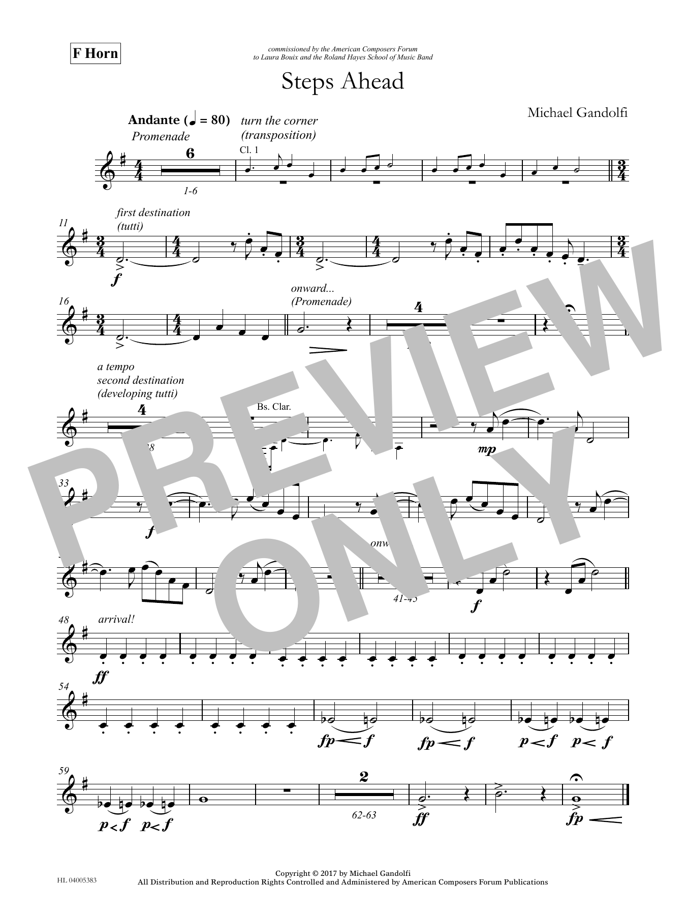 Michael Gandolfi Steps Ahead - Horn Sheet Music Notes & Chords for Concert Band - Download or Print PDF